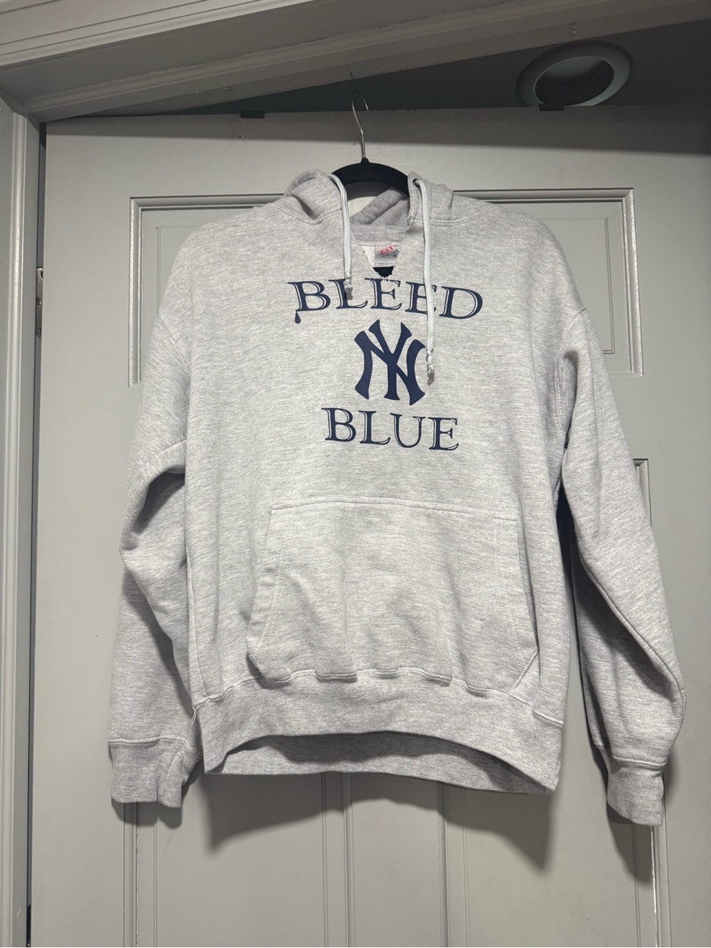 Yankees ESY Light Gray Hoodie with Navy 'Bleed Blue' NY Logo
